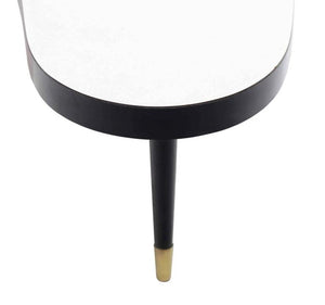 Corner Kidney L Shape Laminated Top Mid Century Modern Coffee Table Black White
