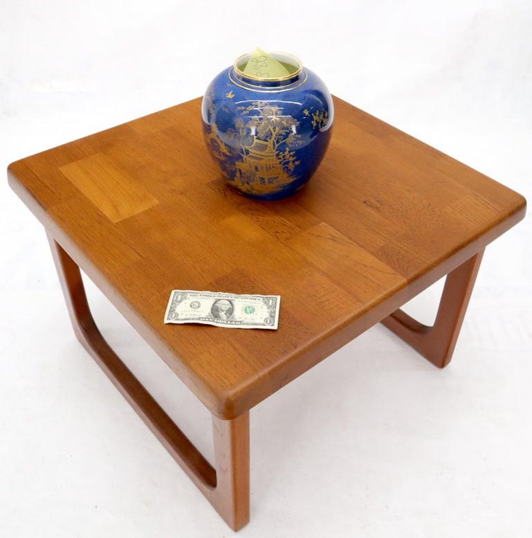 Danish Mid-Century Modern Solid Thick Teak Top Square Coffee Side Table