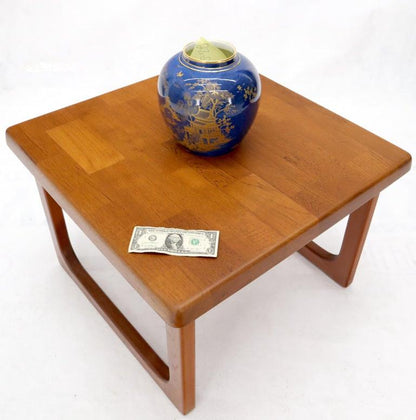 Danish Mid-Century Modern Solid Thick Teak Top Square Coffee Side Table