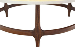 Decorative Mid-Century Modern Walnut Base Round Coffee Table