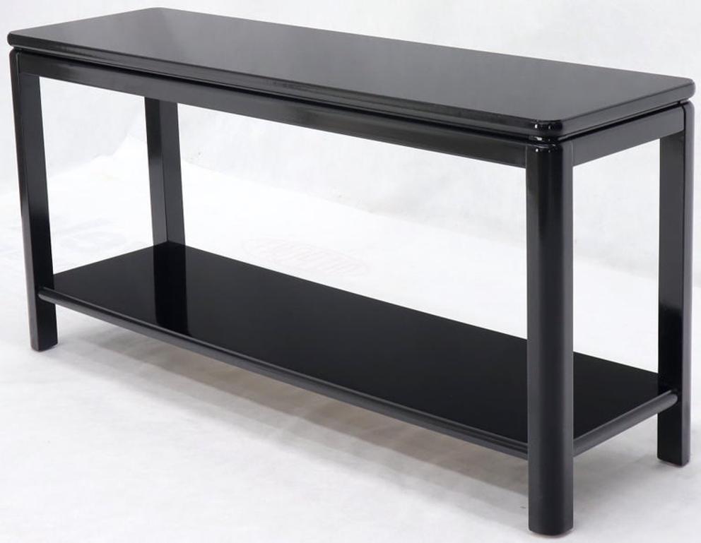 Black Lacquer Rectangular Two-Tier Console Sofa Table