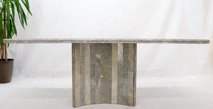 Rectangle Concave Shape Large Marble-Top Single Pedestal Dining Conference Table