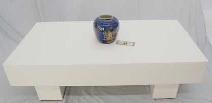 Mid Century Modern Double Pedestal Thick Cream Off-White Lacquer Coffee Table