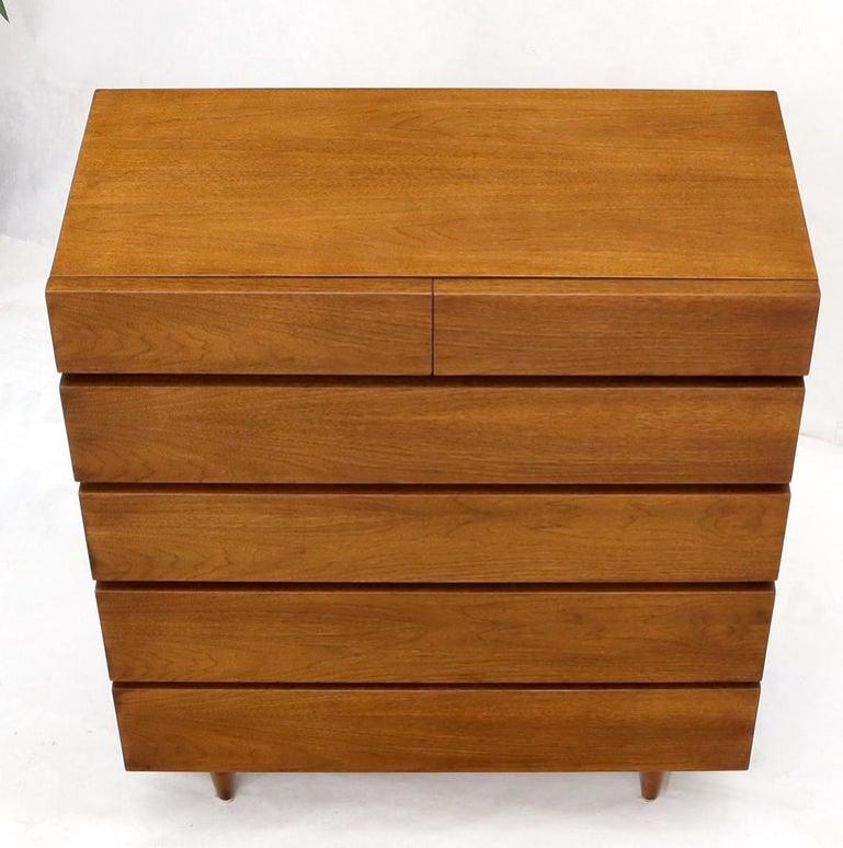 American Walnut Block Front Drawers High Chest Dresser American of Martinsville