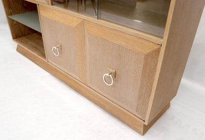 Cerused White Wash Oak Drop Front Secretary Desk Bookcase Credenza