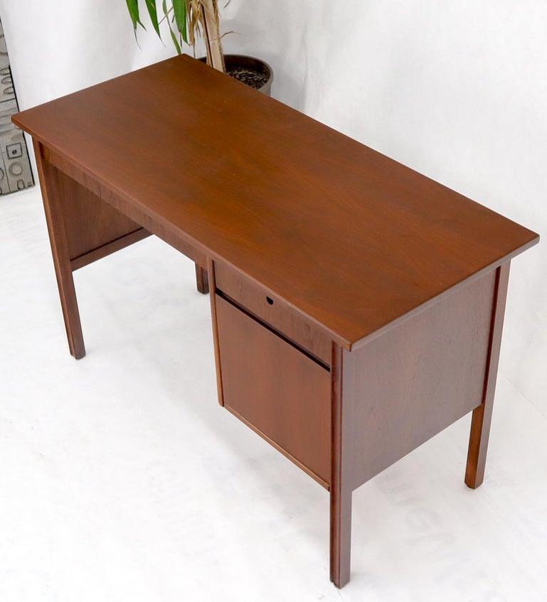 Danish Mid Century Modern Petit Single Pedestal Desk Two Drawers