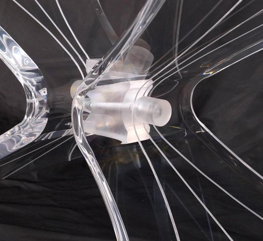 Lucite Bow Tie Butterfly Wing Shape Base Oval Glass Top Mid Century Coffee Table
