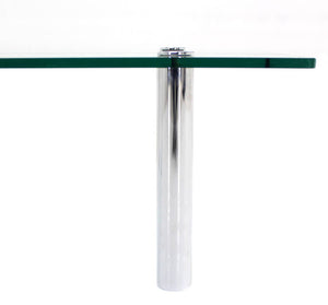 Mid Century Modern Chrome Cylinder Legs Glass Rectangular Coffee Table by Pace