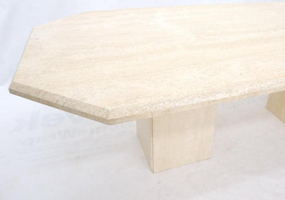 Large Rectangular Double Pedestal Travertine Dining or Conference Table