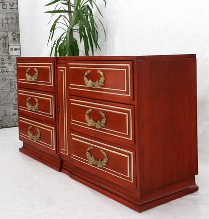 Directoire Style Blood Tomato Red Lacquer Super Heavy Solid Brass Pulls Dresser