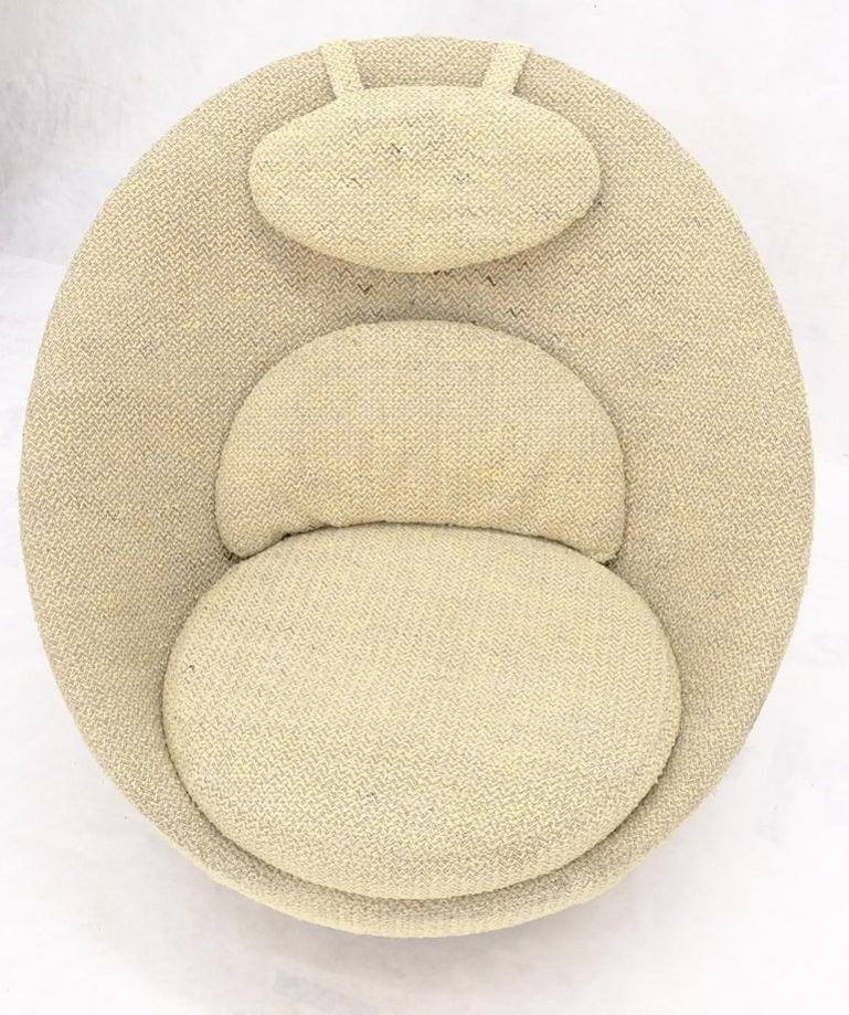 Mid-Century Modern Oval Egg Shape Pod Chair w/ Adjustable Head Rest on Band Base