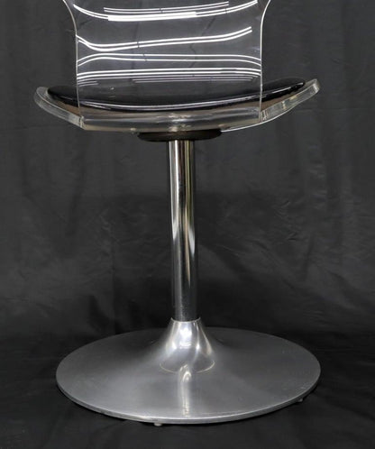 Tulip Chrome Base Lucite Seats Set of 4 Chairs Dining Table with Glass Round Top