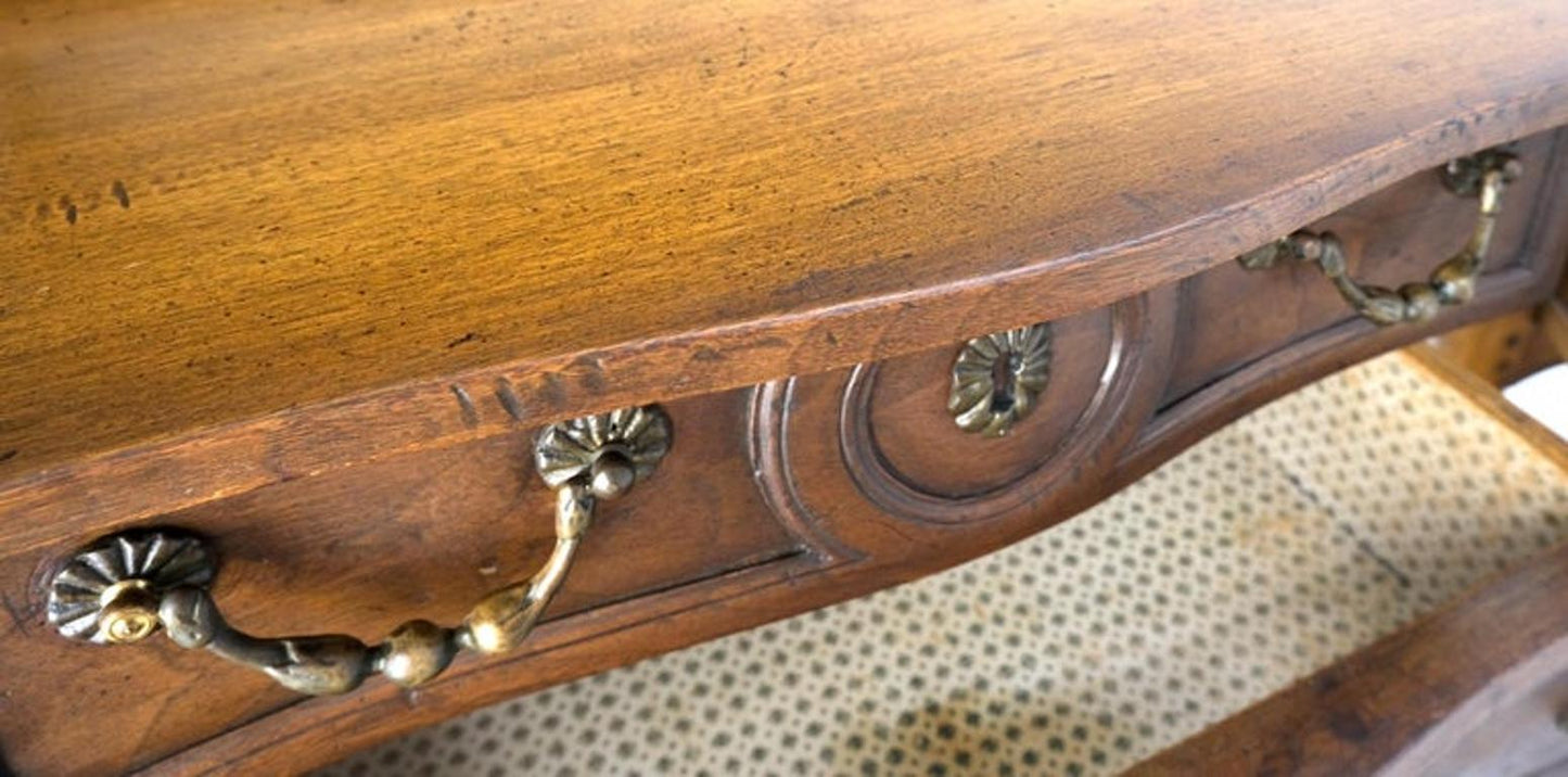 Pair Custom Bombe Shape Marble Top Brass Drop Pulls 2 Drawer Nightstands Tables