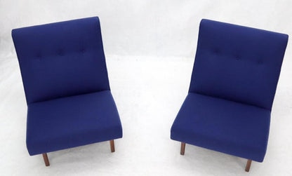 Pair of New Navy Blue Wool Upholstery Lounge Slipper Chairs