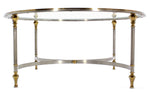 Mid-Century Modern Round Chrome and Brass Center or Coffee Table