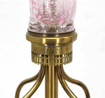 Pair of Pink Murano Glass and Brass Table Lamps