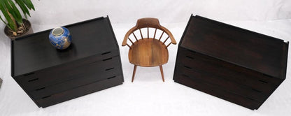 Pair of Ebonized Mahogany 4 Drawers Bachelor Chests w/ Gallery Tops Restored