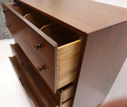 Oiled Walnut Mid-Century Modern High Chest 4 Drawers Dresser