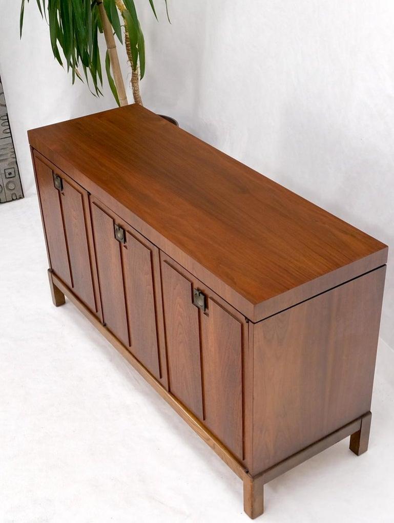 Three Doors Compartments Two Fitted Doors Walnut Mid Century Server Buffet