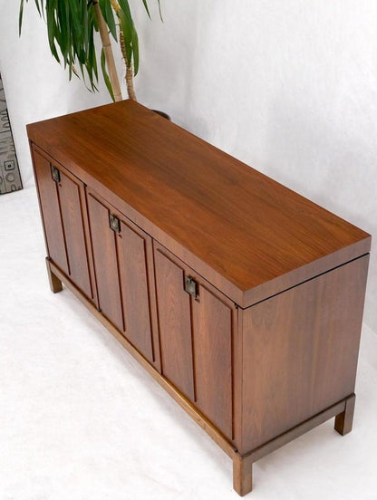 Three Doors Compartments Two Fitted Doors Walnut Mid Century Server Buffet