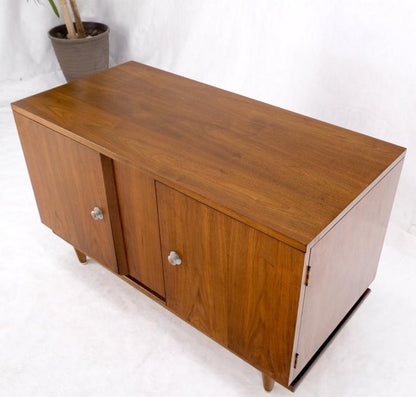 Mid-Century Modern Walnut Two Doors Floating Base Small Petit Credenza Mint