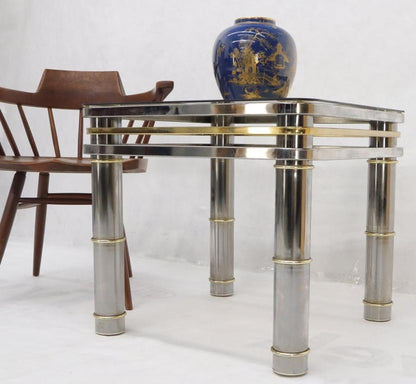 Chrome Brass Smoked Glass Side End Coffee Table Stand
