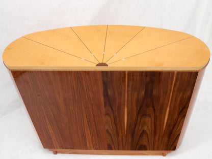 Large Inlaid Oval Kidney Shape Finished Back Dresser with Scallop Base