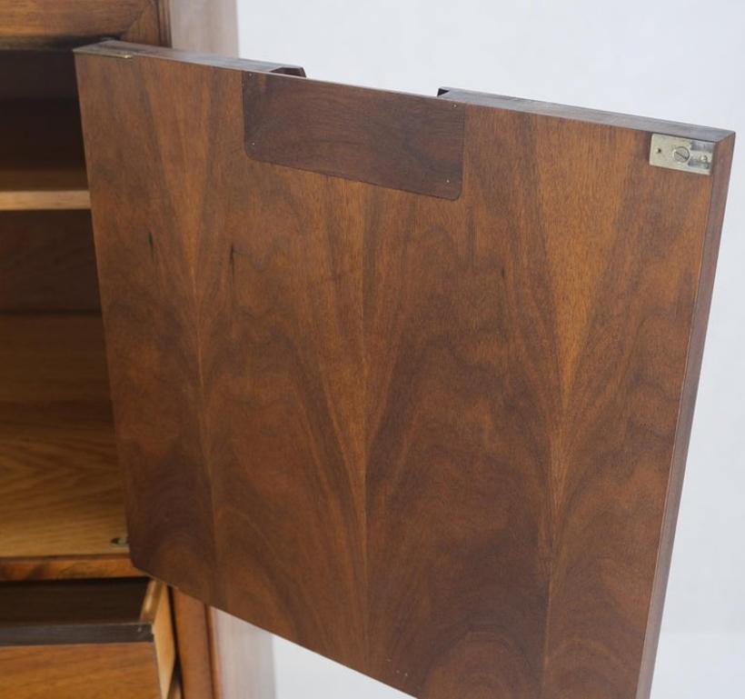 Mid Century John Stuart Walnut 2 Doors 4 Drawers Gentleman's High Chest Dresser