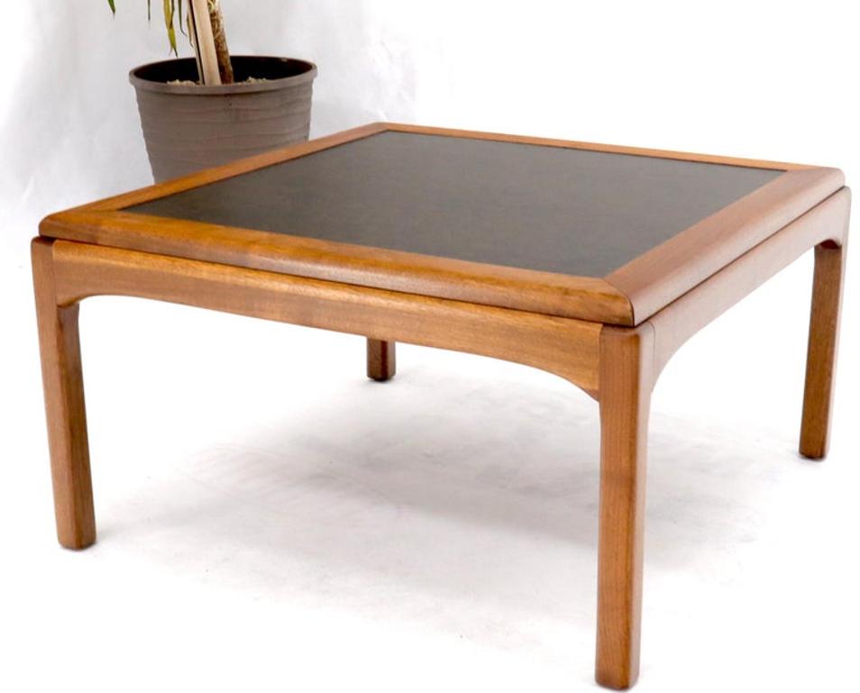 Square Oiled Walnut Faux Slate Top Coffee Table