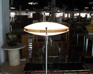 Chrome Saucer Shape Shade Top Frosted Glass Floor Lamp