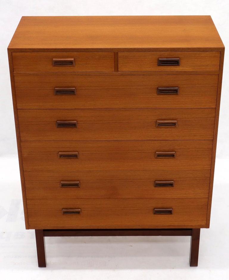 Danish Mid-Century Modern Tall High Boy Chest of 7 Drawers Dresser Cabinet