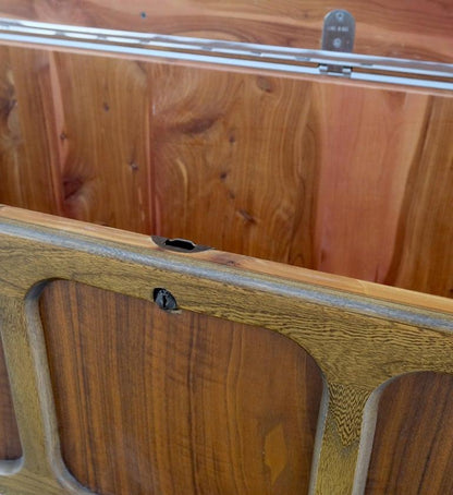 Mid Century Modern Cedar Walnut Hope Chest Bench Naugahyde Upholstery Tufted
