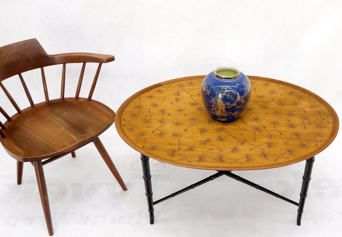 Tapered Faux Bamboo Leg Oval Top Coffee Table
