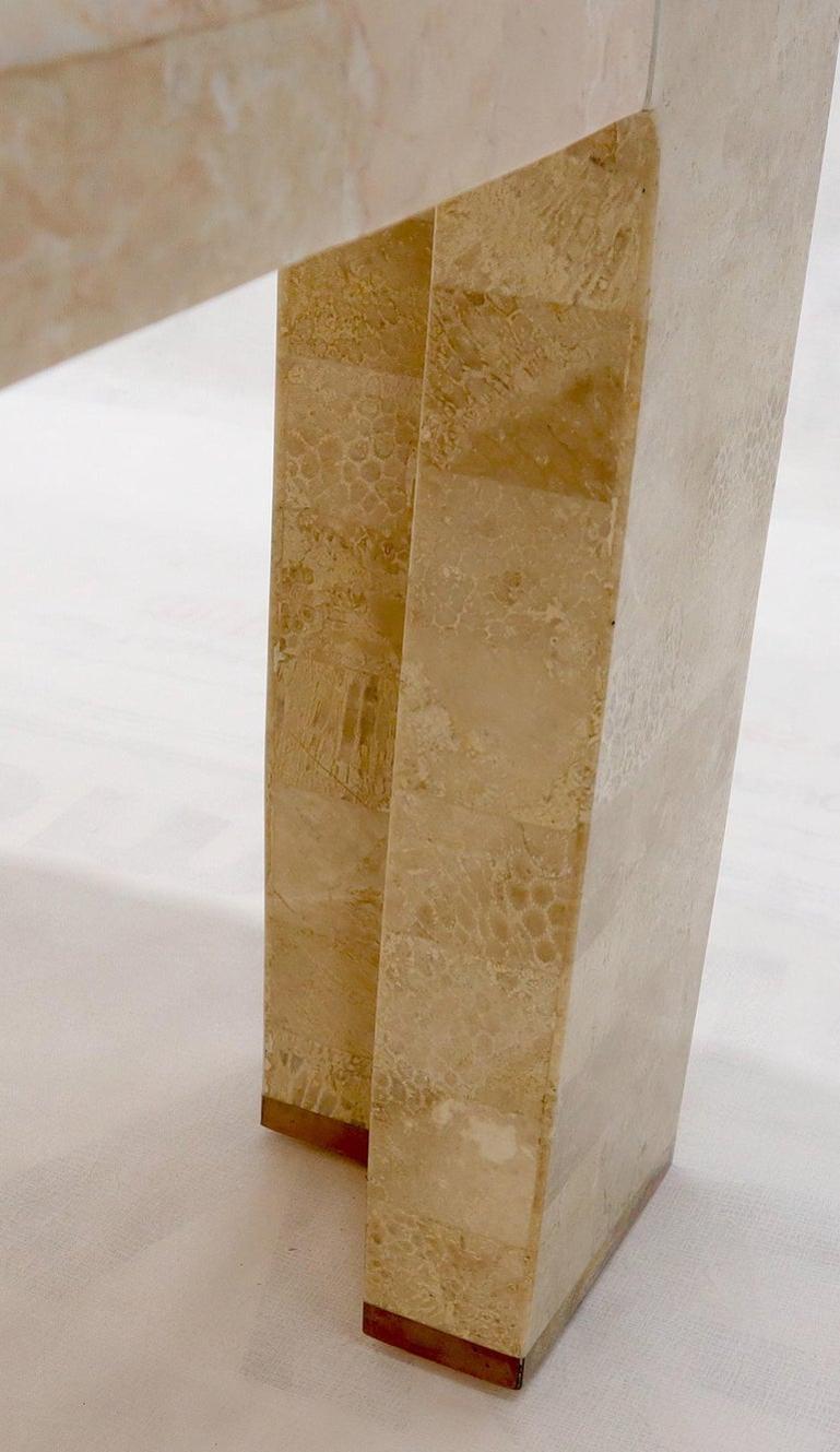 Tessellated Stone Brass Inlay Square Coffee Table