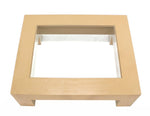 Geometrical Rectangular Beige Lacquer Base with Glass-Top Coffee Table