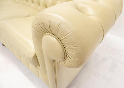 Cream Tufted Leather Chesterfield Sofa