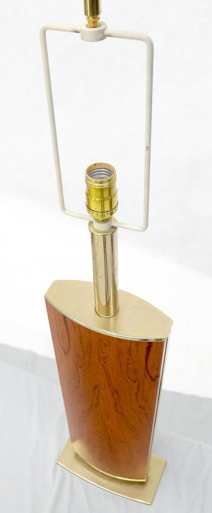 Brass and Rosewood Boat Shape Base Table Lamp