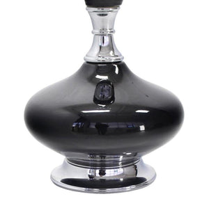 Black Pottery and Chrome Fenial Shape Table Lamp