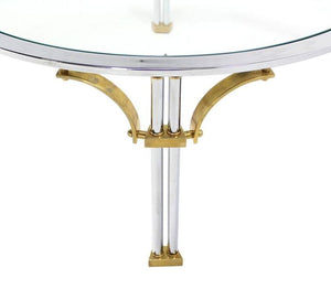 Round Chrome Brass Glass Mid Century Modern Coffee Table