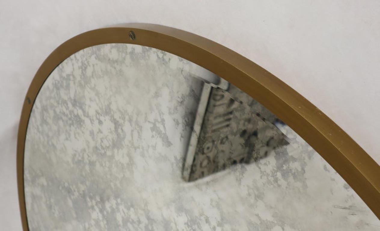 Large Round Metal Frame Wall Mirror with Screw Head Accents