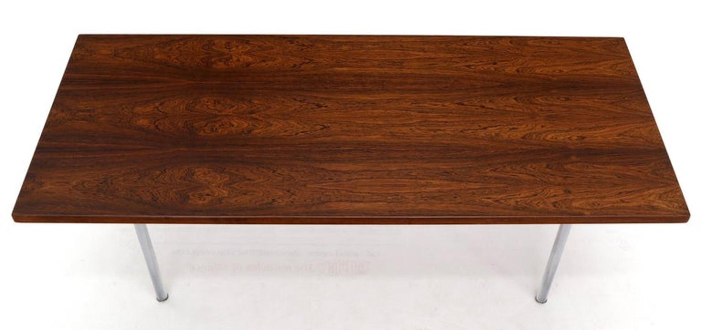 Hans Wegner Signed Rosewood Coffee Table on Chrome Cylinder Legs