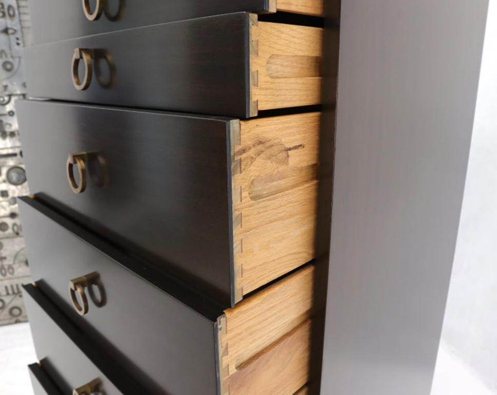 Mid-Century Modern Tall 8 Drawers Ebonized Mahogany Lingerie High Chest Dresser