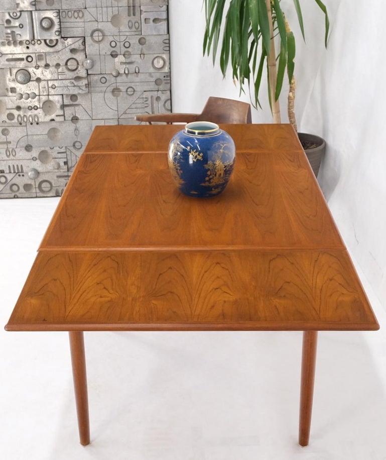 Danish Mid-Century Modern Square Teak Refectory Extension Boards Dining Table