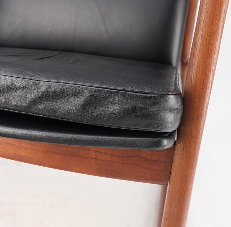 Danish Mid-Century Modern Teak Leather Upholstery Lounge Rocking Chair MINT!