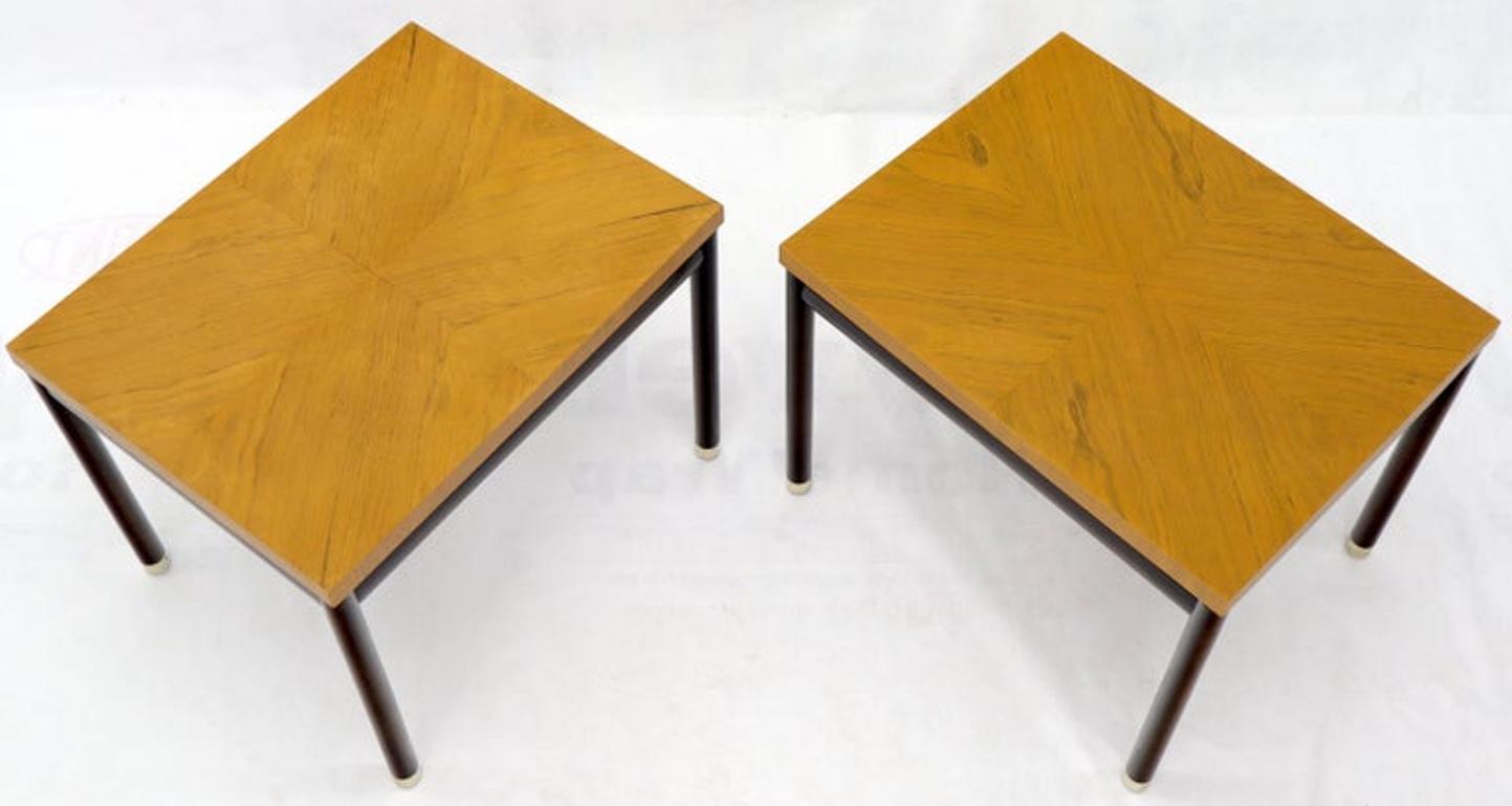 Pair of John Stuart Ebonized Bases Floating Tops End Side Tables