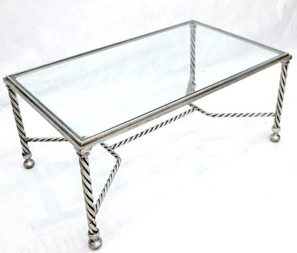 Forged Metal Twisted Rope Effect Silver Gilt Base Rectangle Coffee Table
