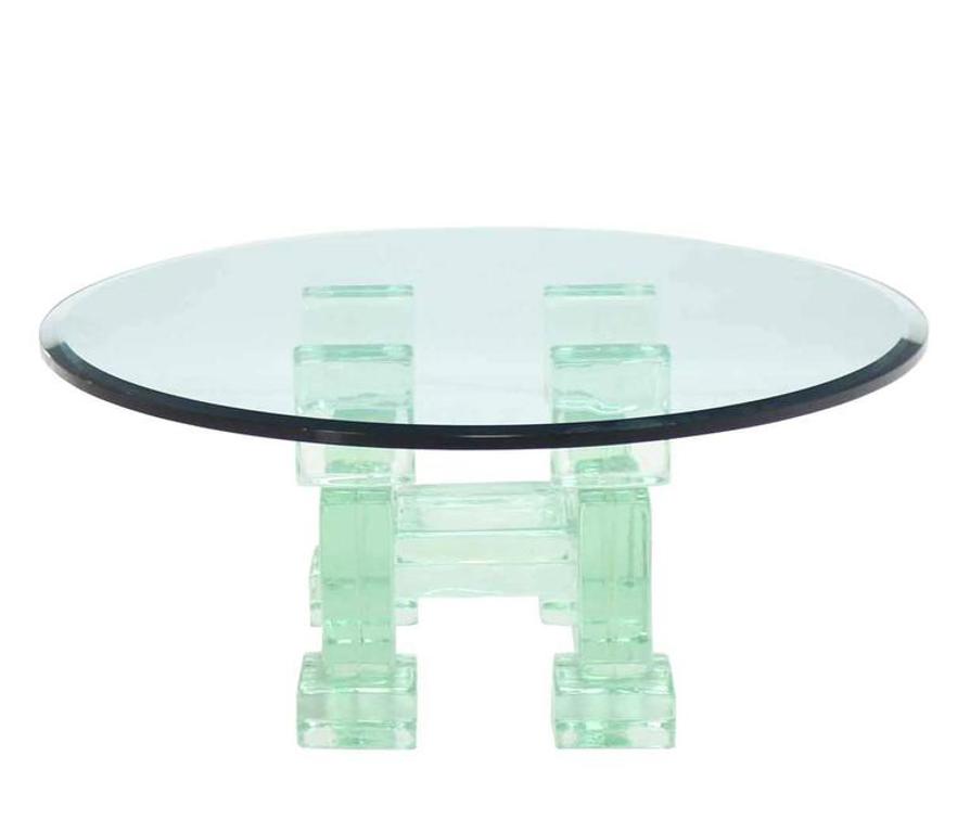 Thick Heavy Solid Glass Blocks Glass Top Coffee Table