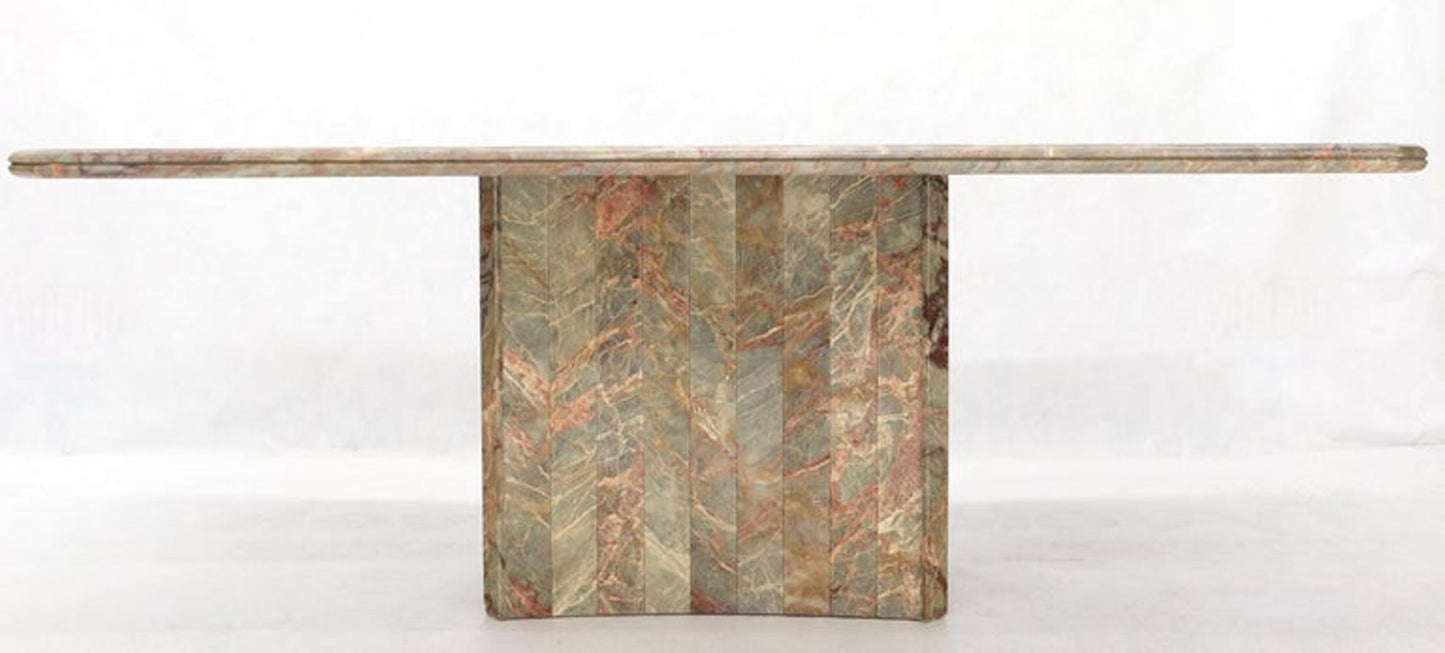 Concave Side Rectangular Pedestal Base Marble Dining Conference Table