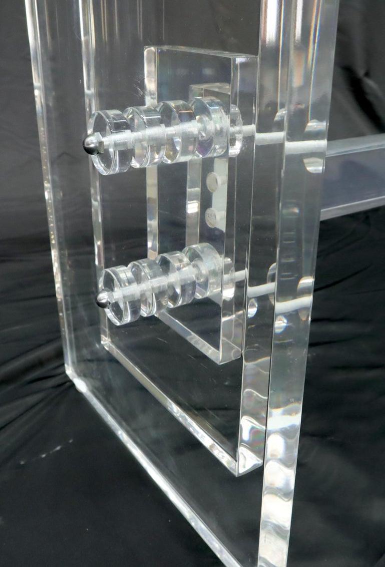 Stacked Lucite Base Rectangular Glass Top Coffee Table