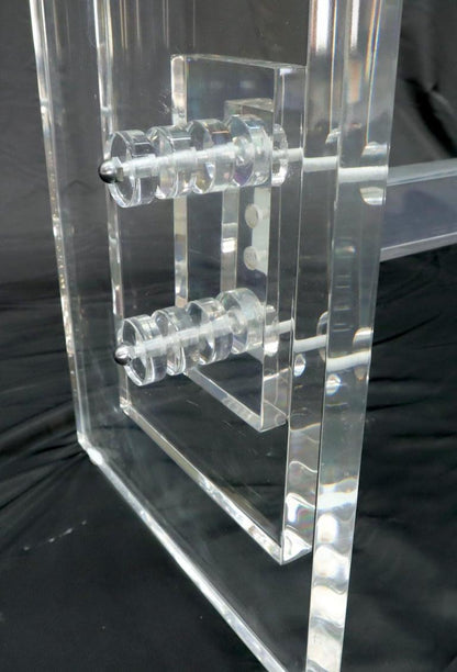 Stacked Lucite Base Rectangular Glass Top Coffee Table